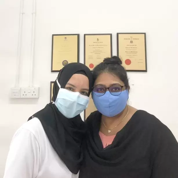 Anuratha with their clinician at Physio & Sole Clinic