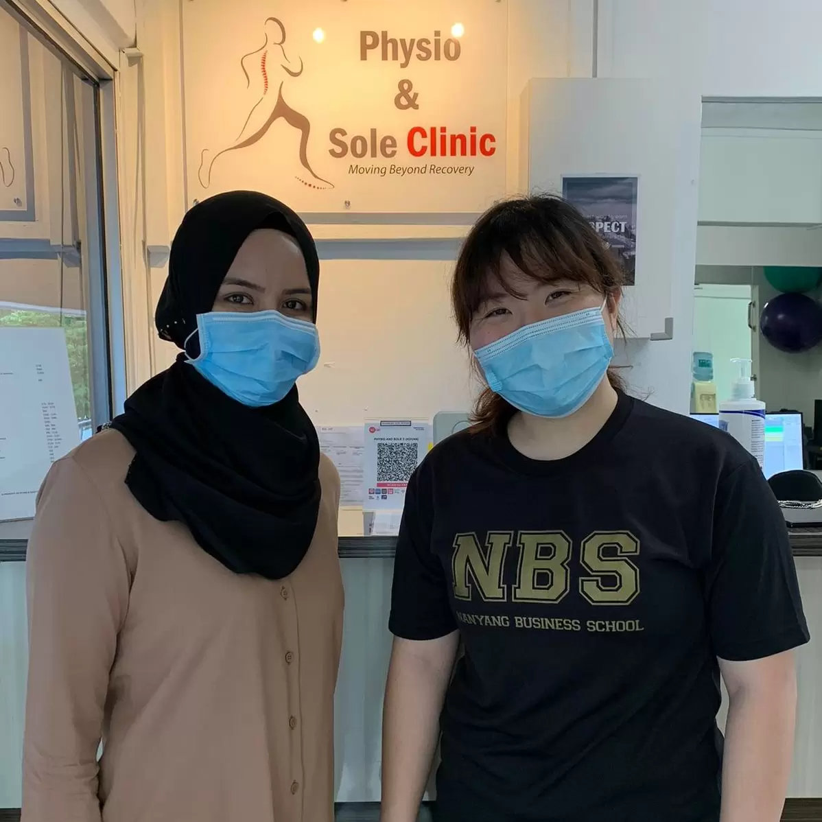 Jazreel Lim with their clinician at Physio & Sole Clinic